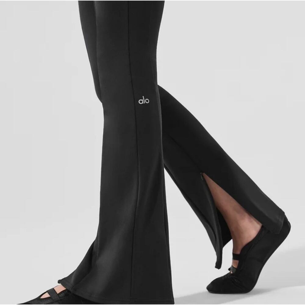 Alo Yoga Black Women's High-Waist Zip It Flare Legging Sz M